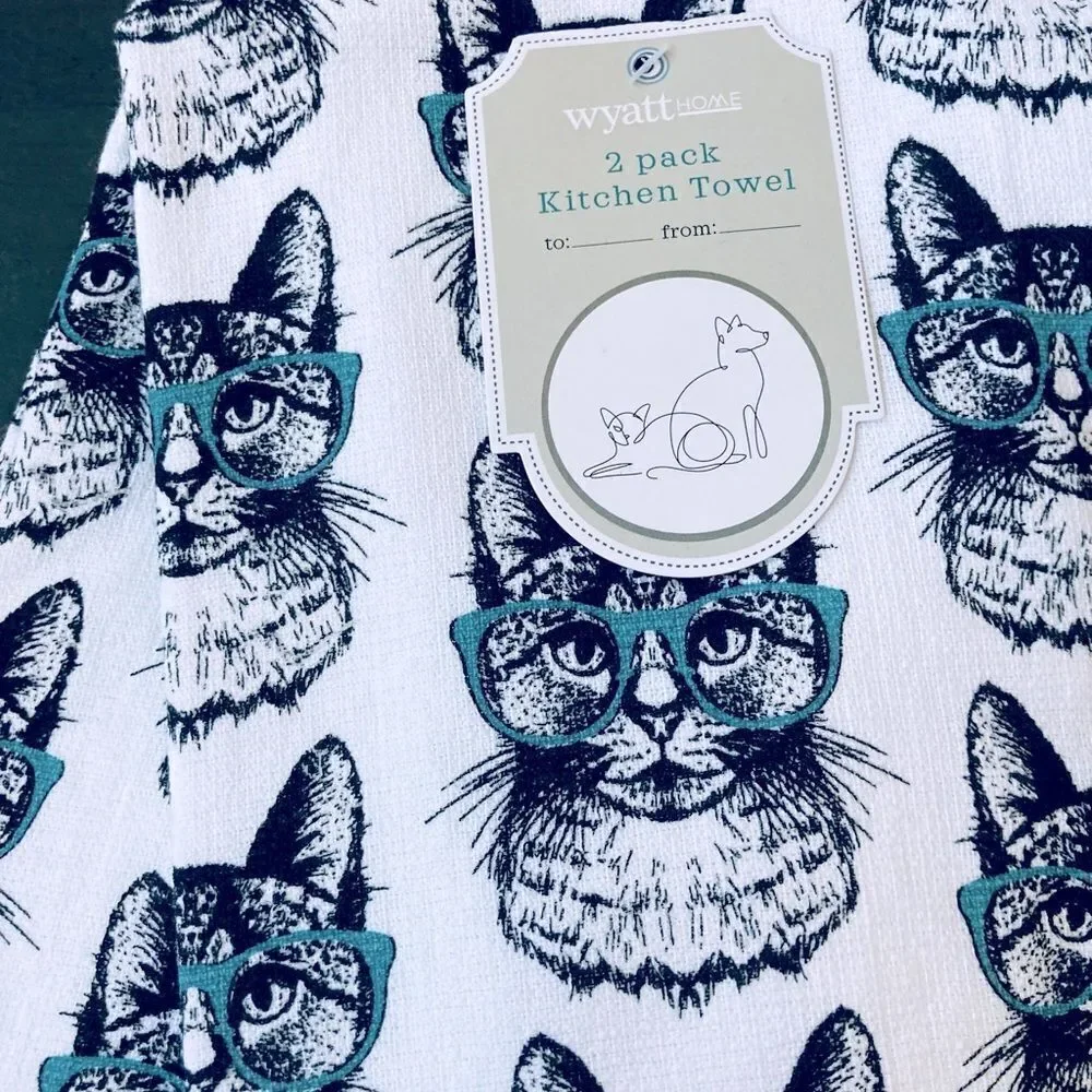 Cats in Glasses Kitchen Cat Dish Towels